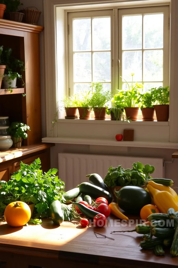 Sunlit Herb Colonial Garden Kitchen