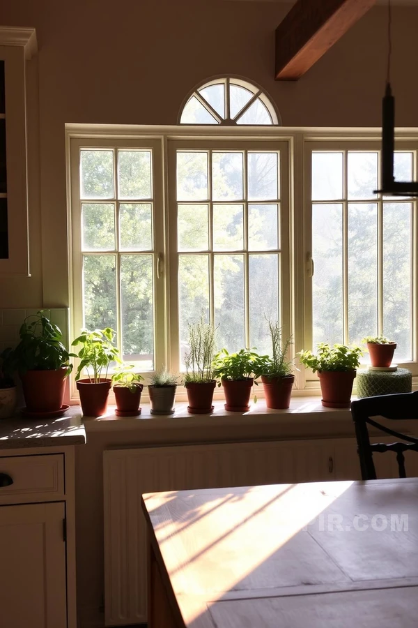 Sunlit Herbal Corner in Colonial Kitchen