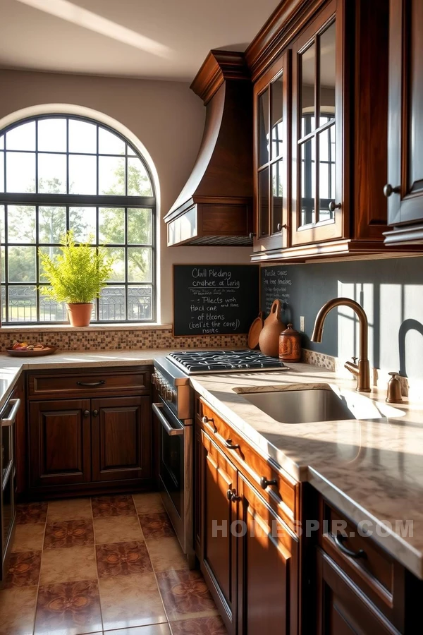 Sunlit Mediterranean Kitchen with Chalkboard Accent