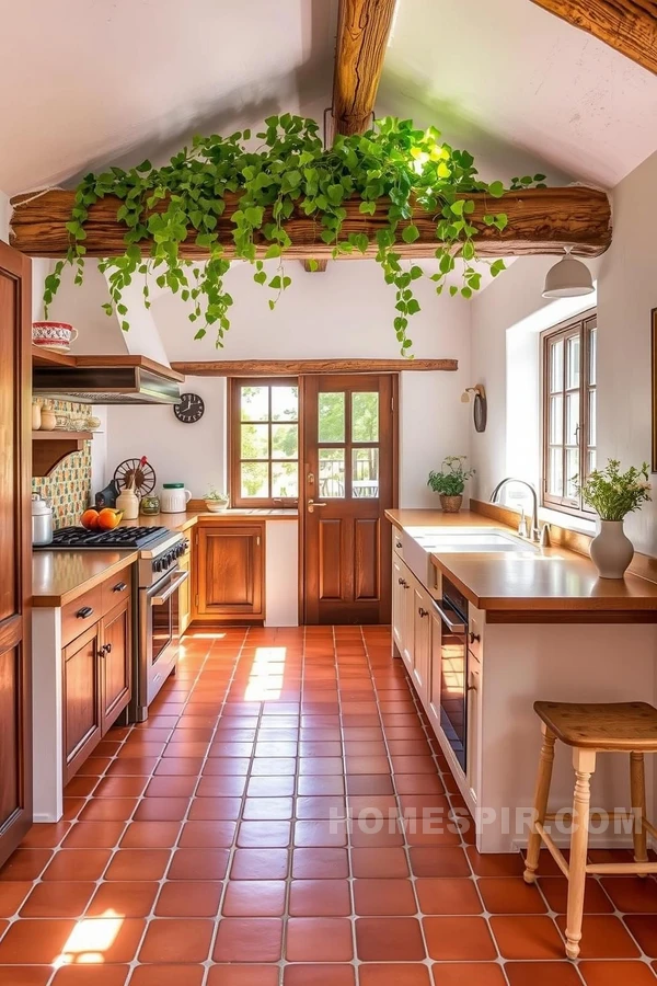 Sunlit Mediterranean Kitchen with Terracotta Charm