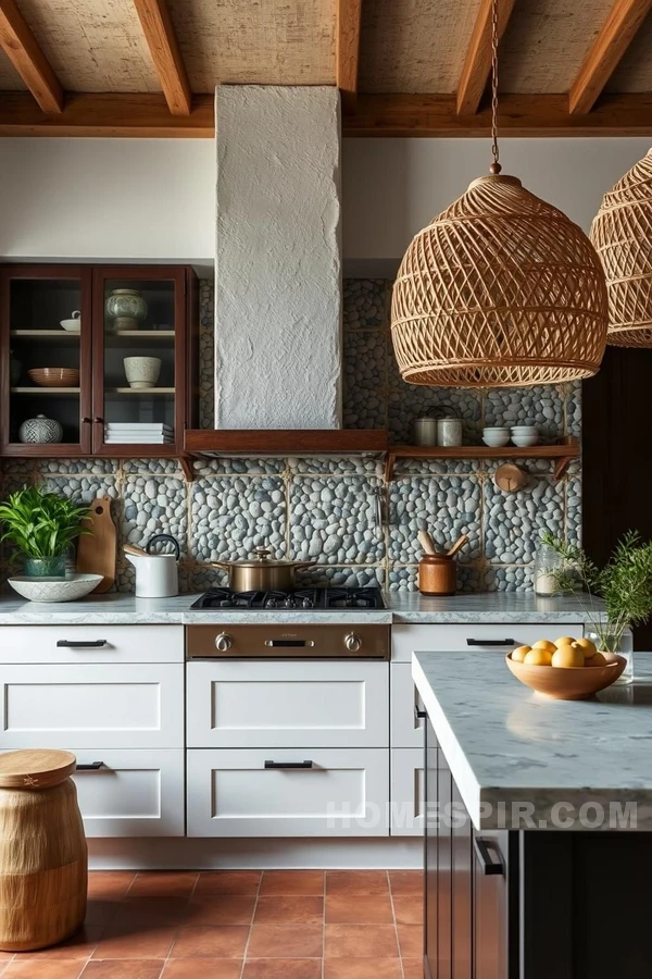 Tactile Materials in Textured Tropical Kitchen