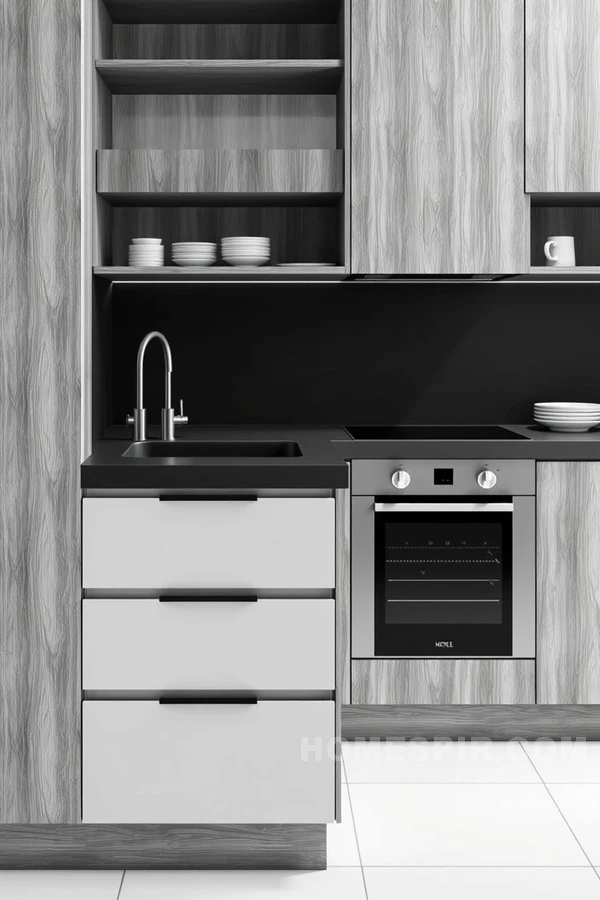 Tactile Monotone Kitchen with Ceramic Highlights