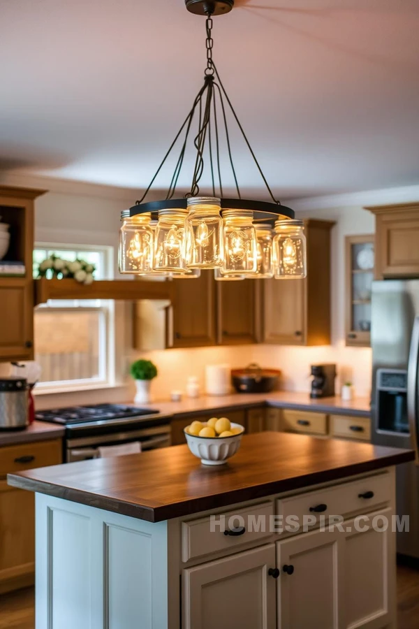 Tea Light Chandeliers Enhance Cottage Kitchen Warmth