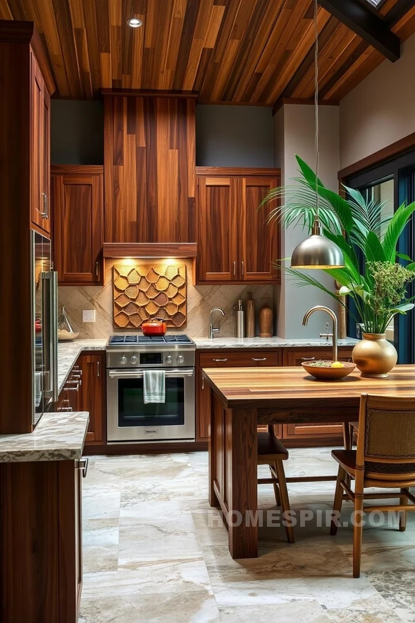 Teak and Bamboo Tropical Kitchen Fusion