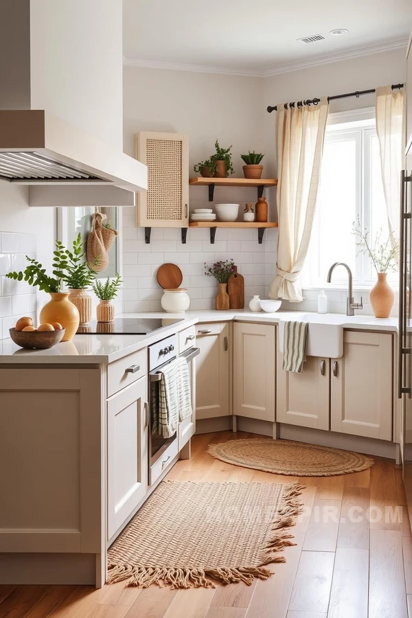 Textured Scandinavian Kitchen with Artisanal Decor