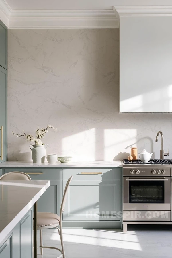 Textured Walls in Serene Glam Kitchen Design