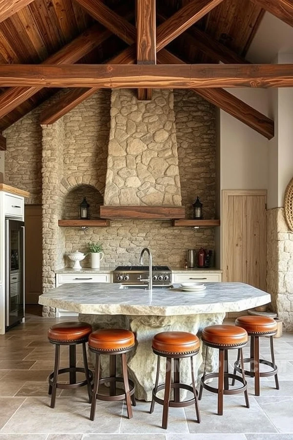 Timber Beams and Stone in Kitchen Decor