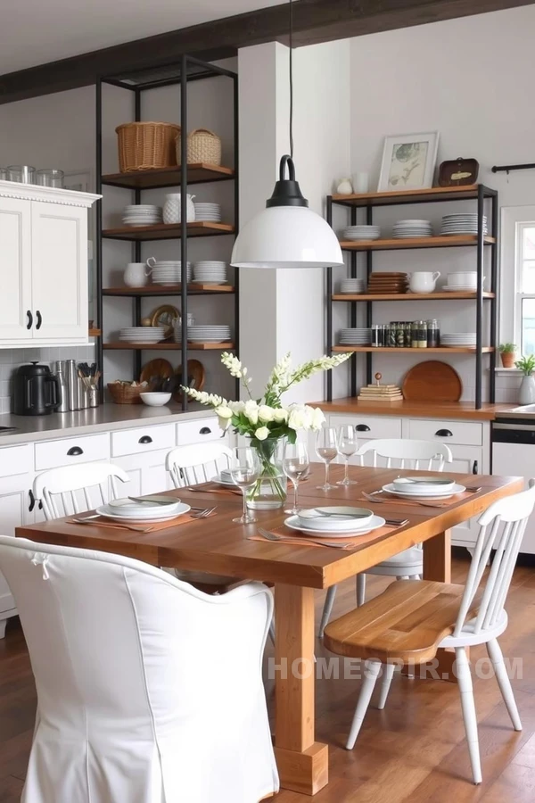 Traditional Table Setting in Industrial Kitchen