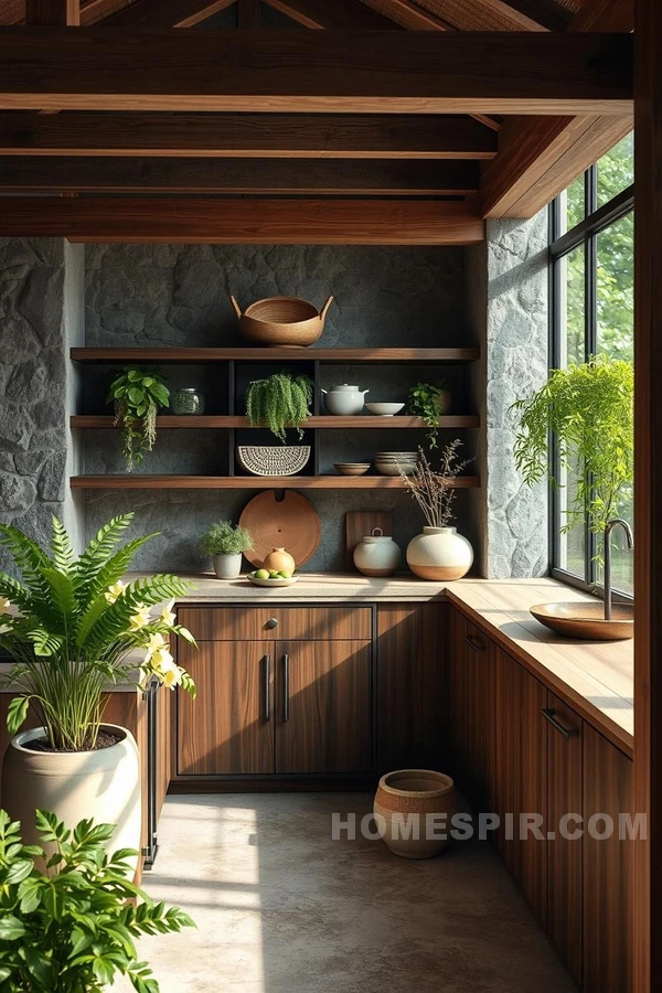 Tranquil Zen Kitchen with Natural Elements