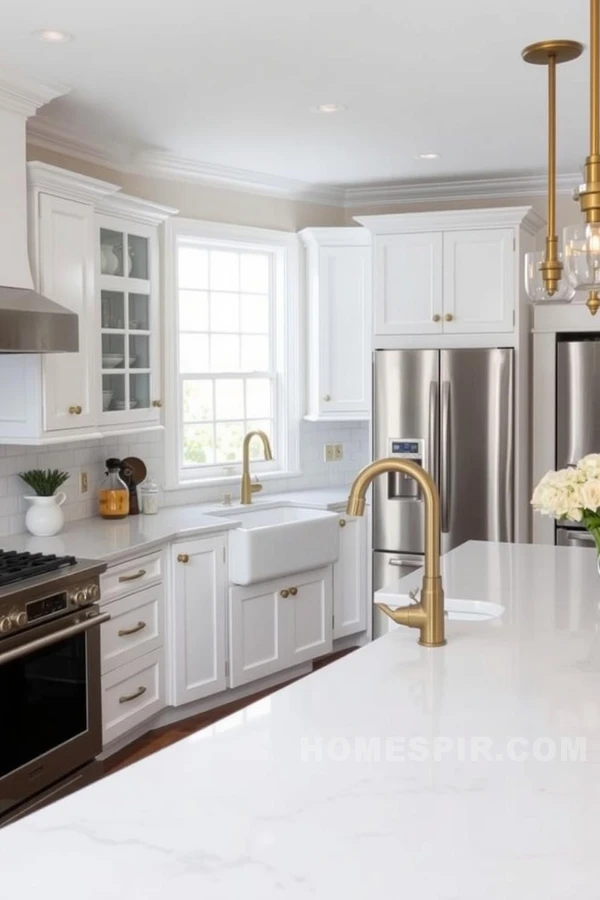 Transitional Kitchen with Shaker Cabinets and Quartz