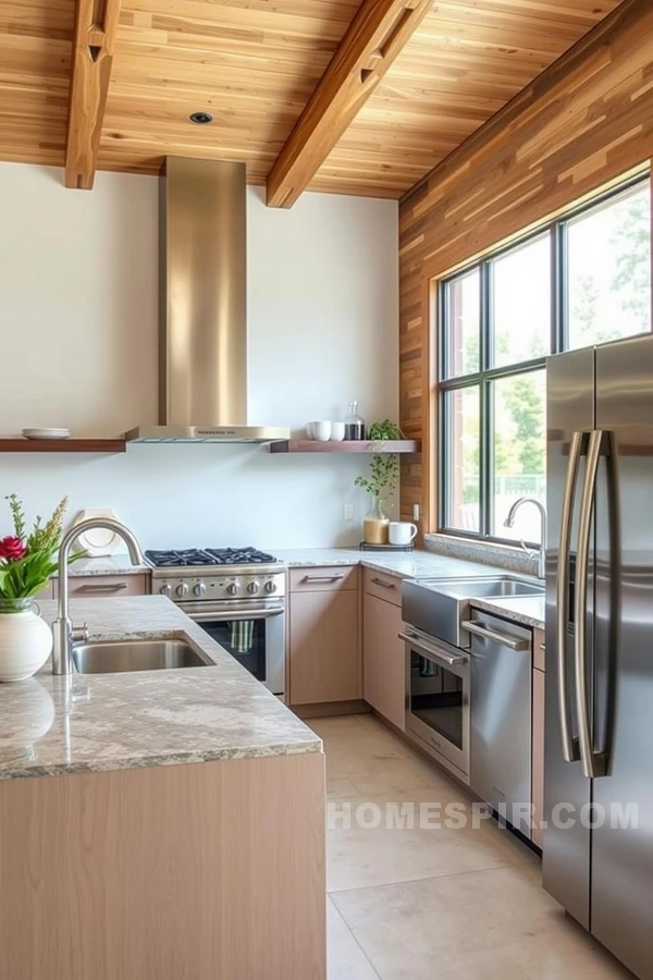 Transitional Kitchen with Stone and Steel Harmony