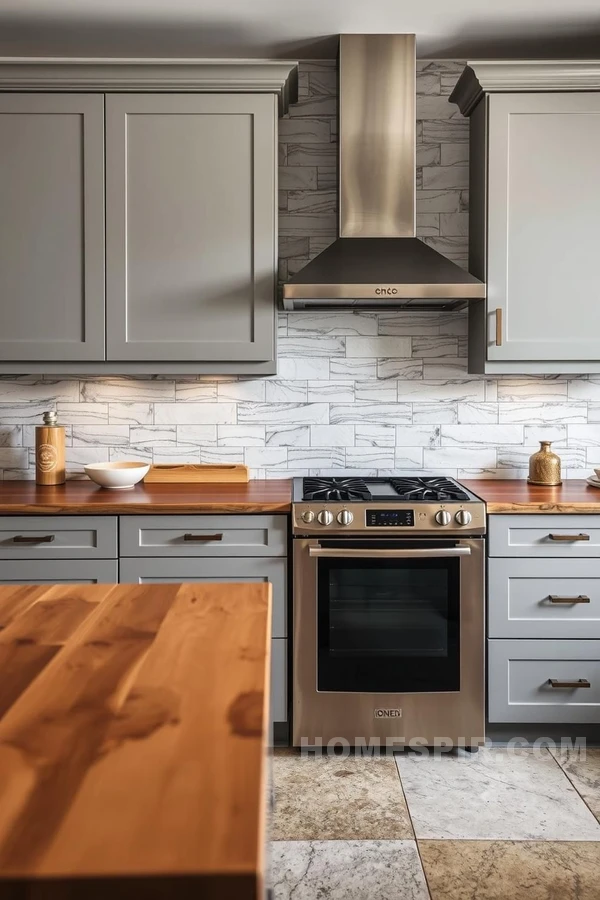 Transitional Kitchen with Textural Play