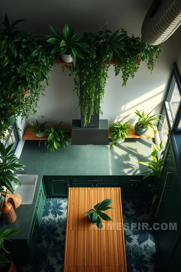 Tropical Greenery Kitchen with Bamboo Elements