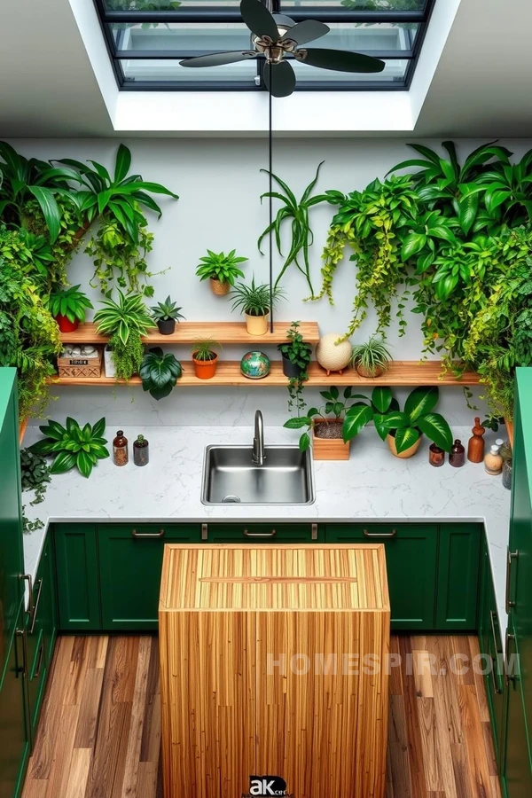 Tropical Kitchen Design with Cascading Plants