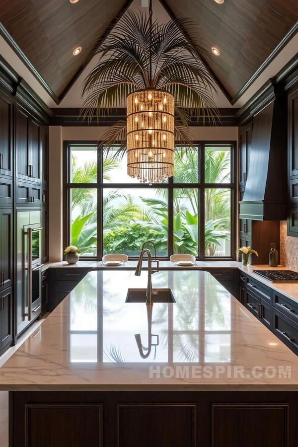 Tropical Kitchen with Rich Wood Finish