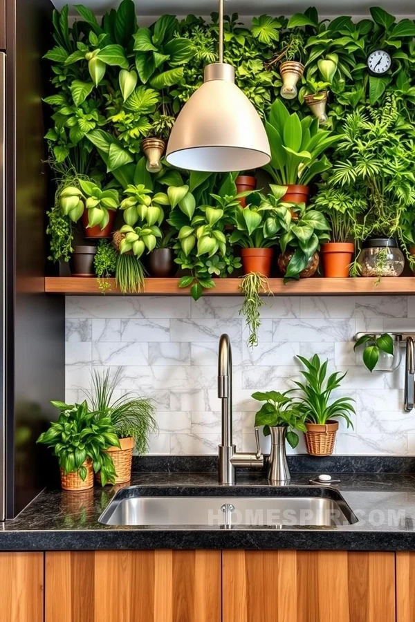 Tropical Plants and Herbs Backsplash Design