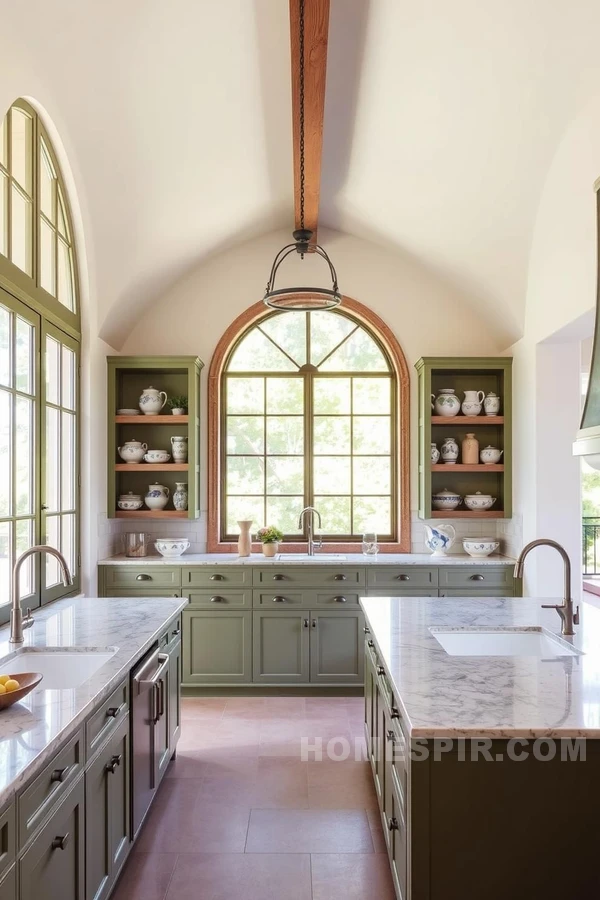 Tuscan Ceramic Display in Sunlit Kitchen