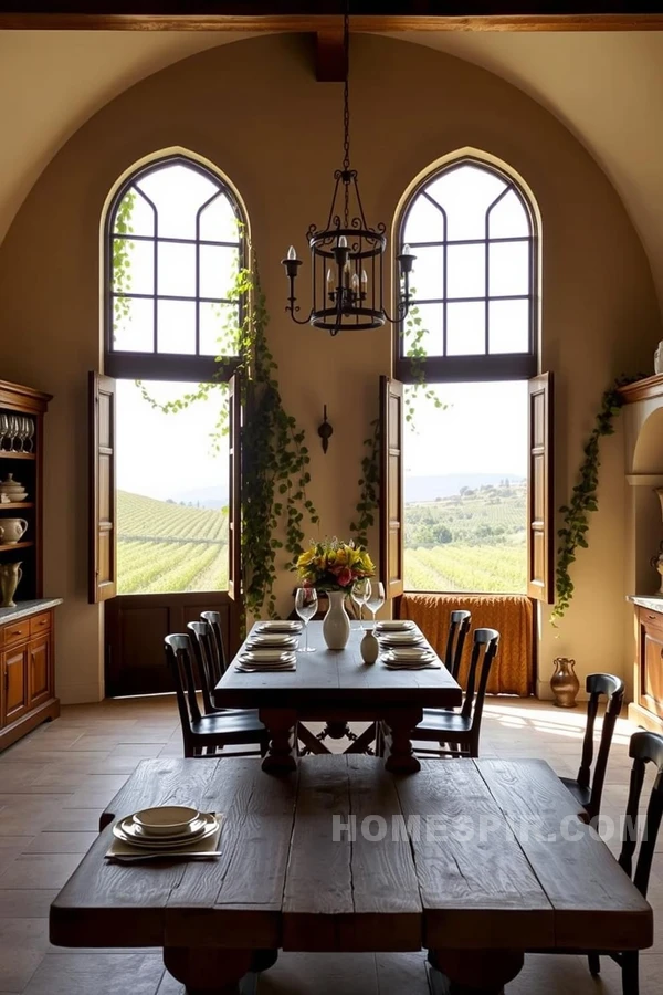 Tuscan Kitchen with Open Vineyard Vista