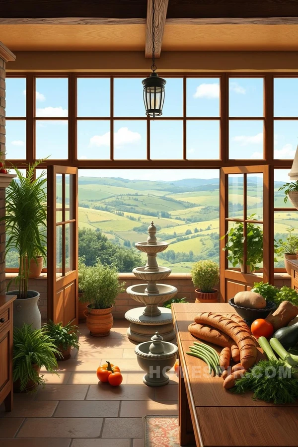 Tuscan Kitchen with Scenic Views