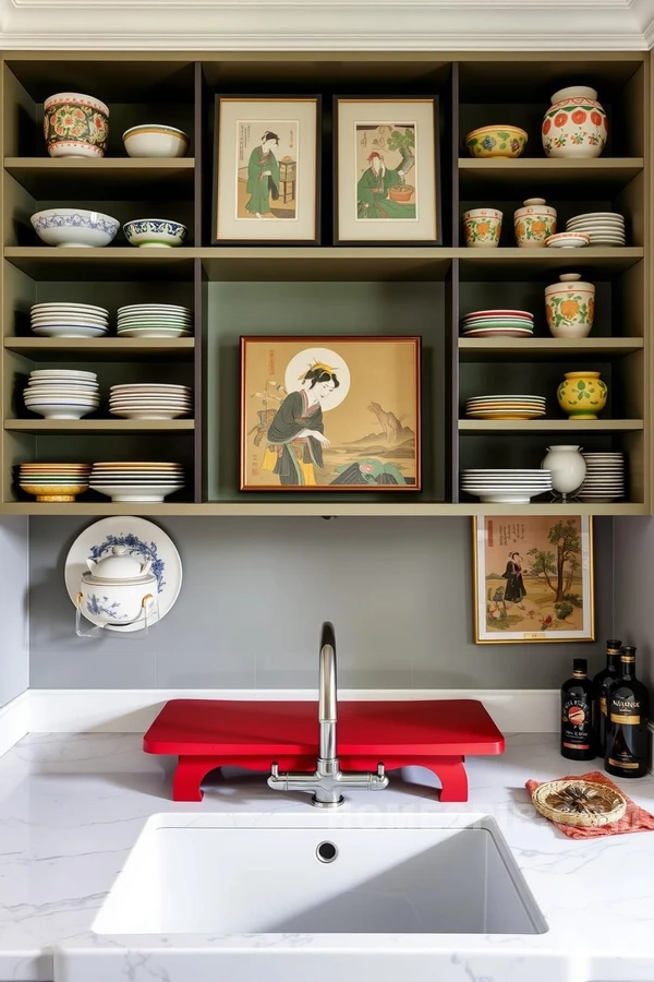 Ukiyo-e Prints and Marble Sink Harmony