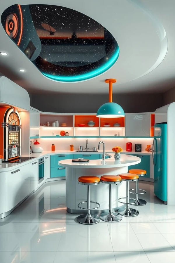 Unique Retro Inspired Open Kitchen Design