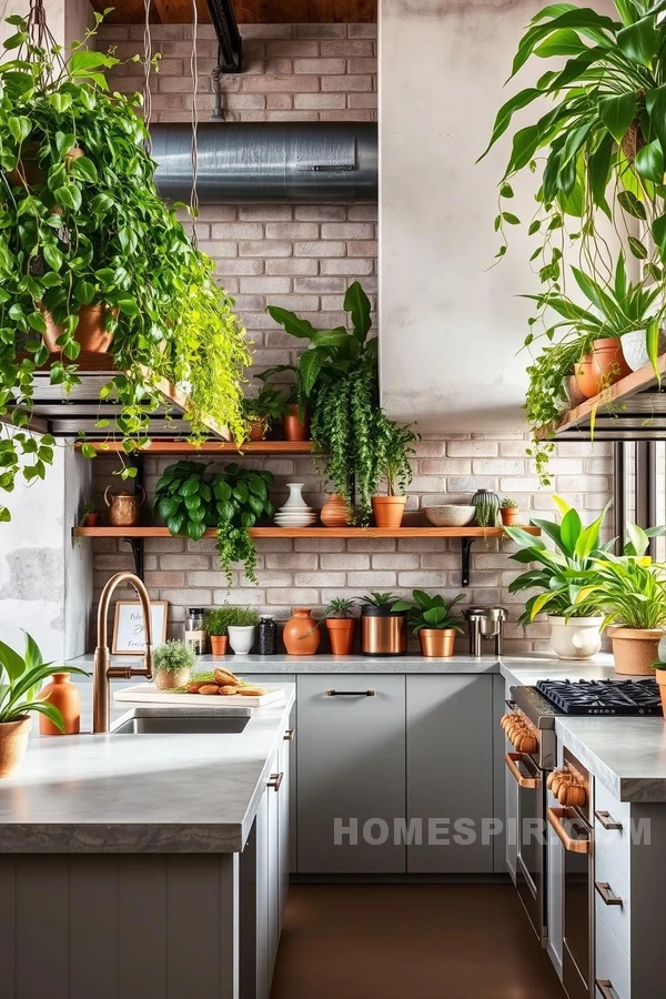 Urban Jungle Vibe in Industrial Kitchen Design