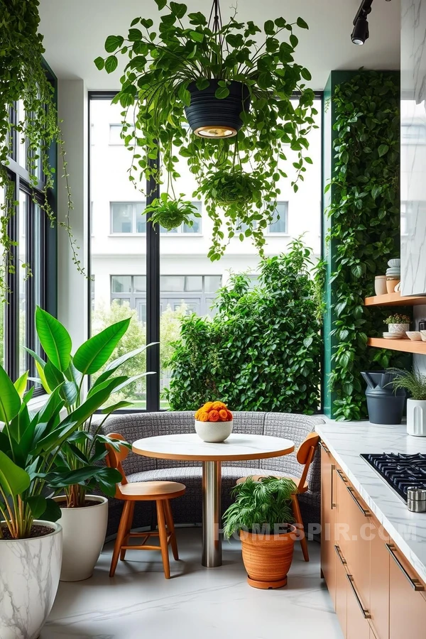 Urban Kitchen Oasis with Lush Greenery