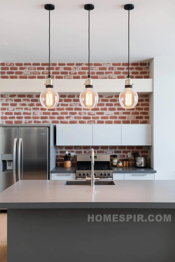 Urban Kitchen with Industrial Pendant Lights