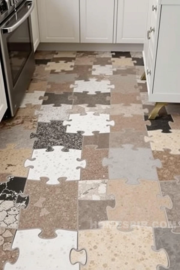 Varying Shades in Puzzle Piece Floor Tiles