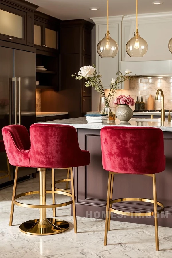 Velvet Seating in Elegant Kitchen Design