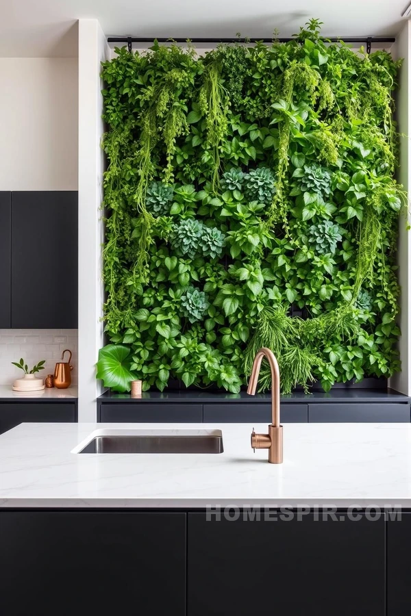 Vertical Plant Garden in a Modern Kitchen