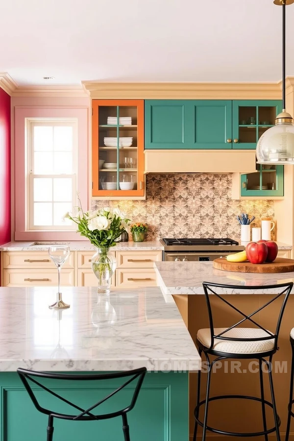 Vibrant Accents in Transitional Kitchen