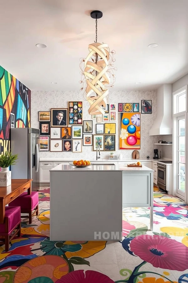 Vibrant Artful Open Kitchen Space