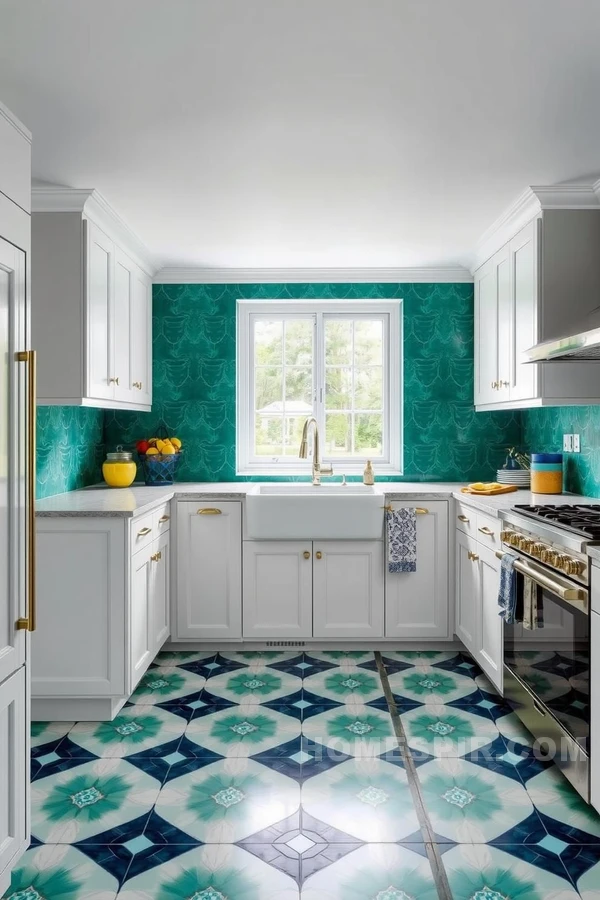 Vibrant Diamond Pattern Kitchen Design