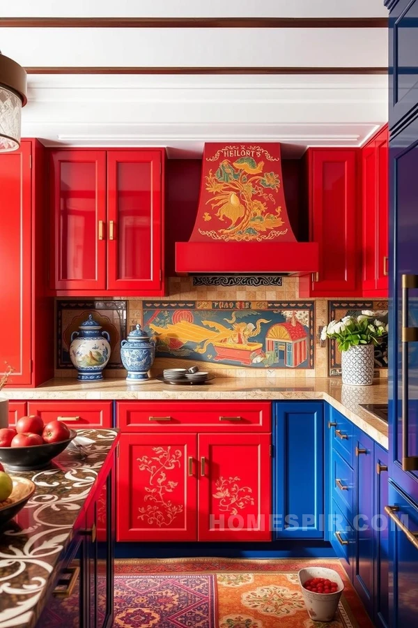 Vibrant Kitchen with Asian Color Flourishes