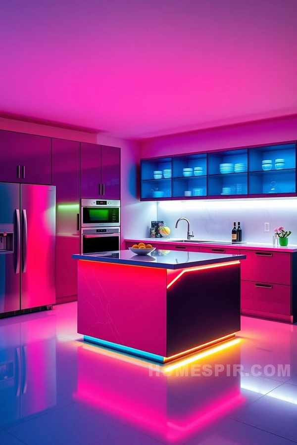 Vibrant LED Harmony in Modern Smart Kitchen