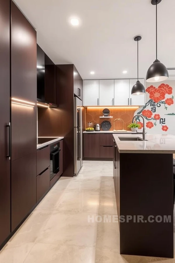 Vibrant Motifs on Modern Accent Wall