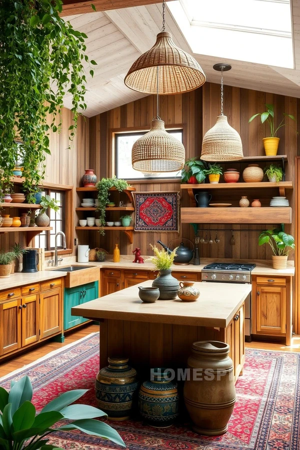 Vibrant Open Kitchen with Boho Vibes