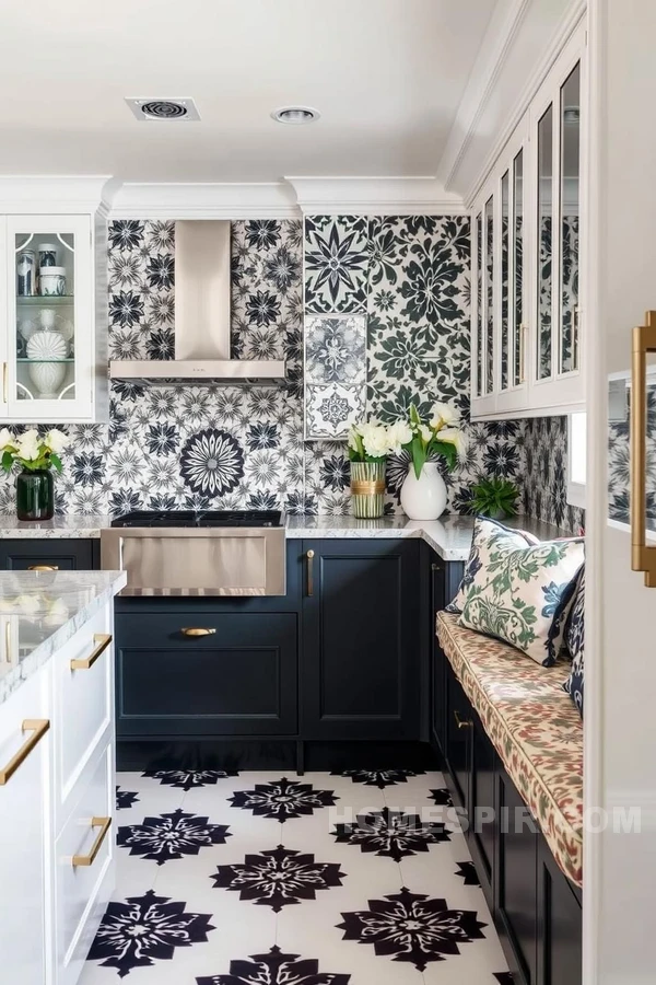 Vibrant Patterns Enhance Glam Kitchen Setting