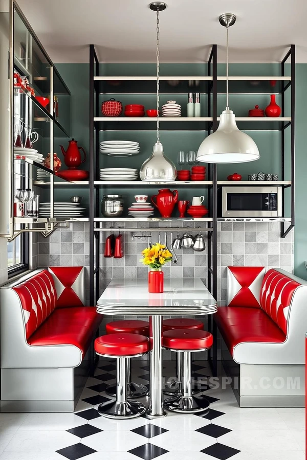 Vibrant Red Accents In Classic Kitchen