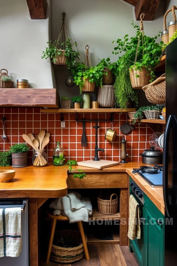 Vibrant Textures In Earthy Mountain Kitchen