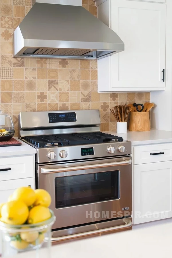 Vibrant Tile Design in Farmhouse Kitchen