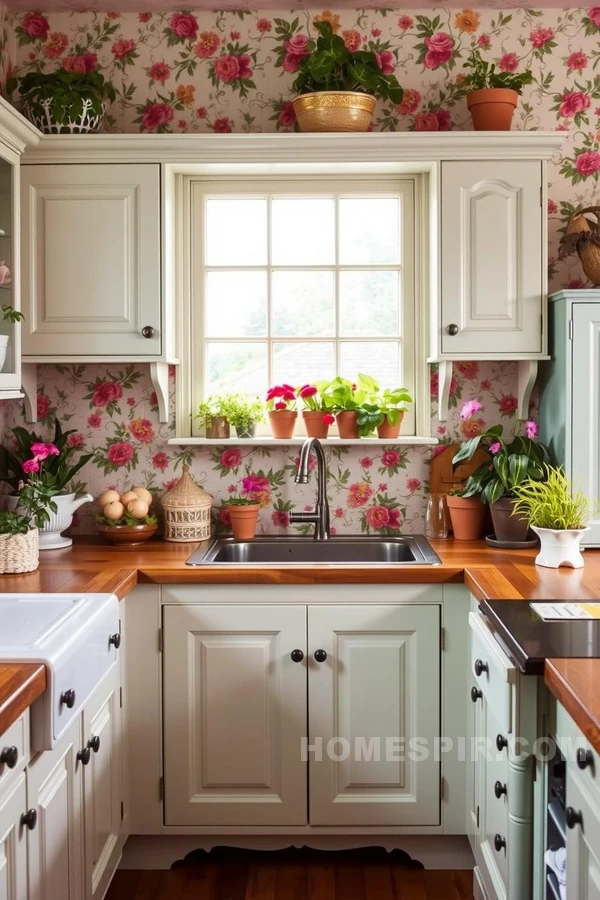 Vibrant Victorian Kitchen with Potted Plants