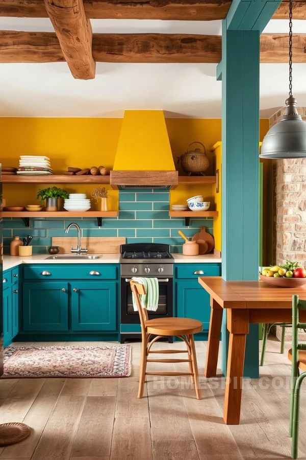 Vibrant Wood and Stone Rustic Kitchen