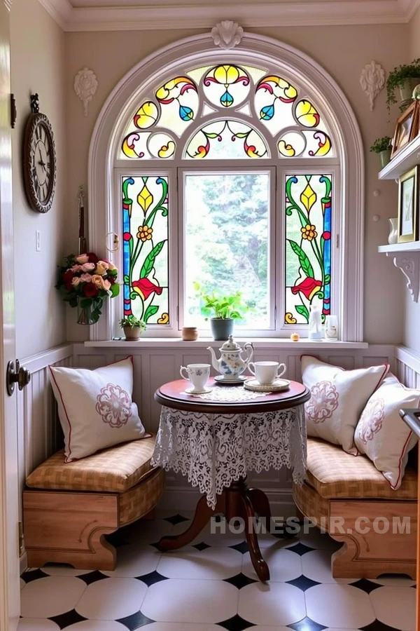 Victorian Dining Nook with Stained Glass