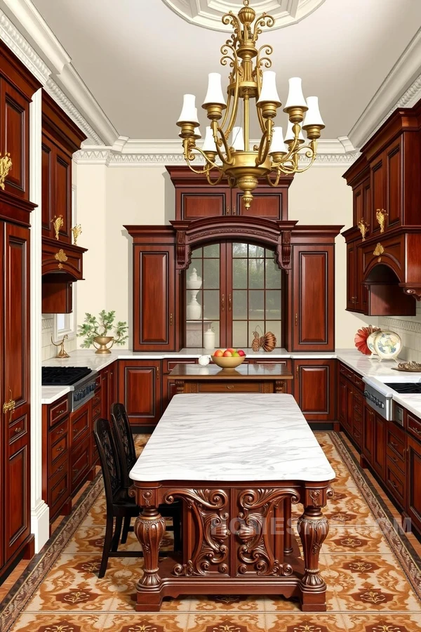 Victorian Elegance with Mahogany Cabinets