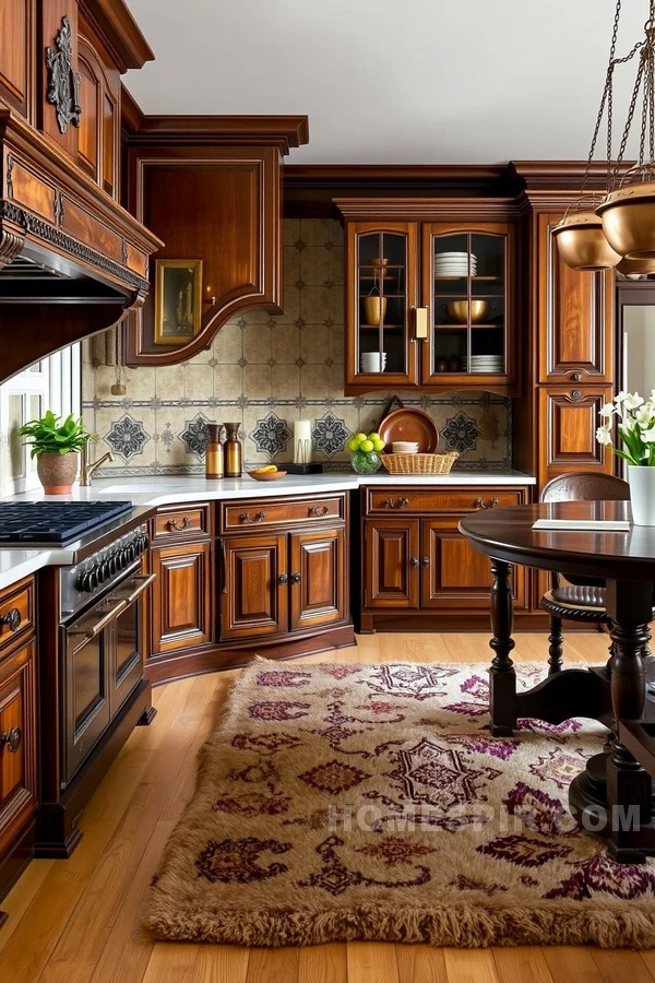 Victorian Kitchen Textures with Marble and Wood