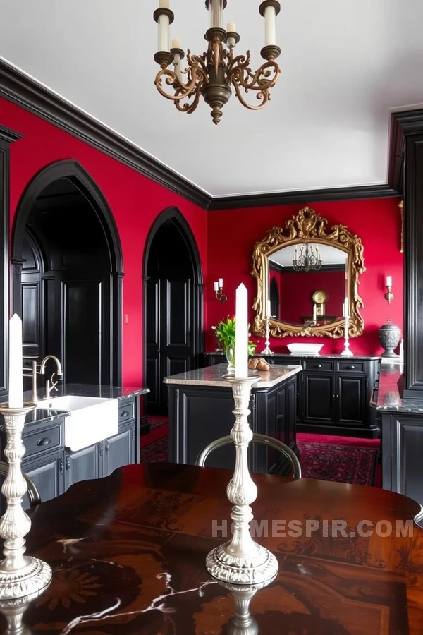 Victorian Kitchen with Black and Red Scheme