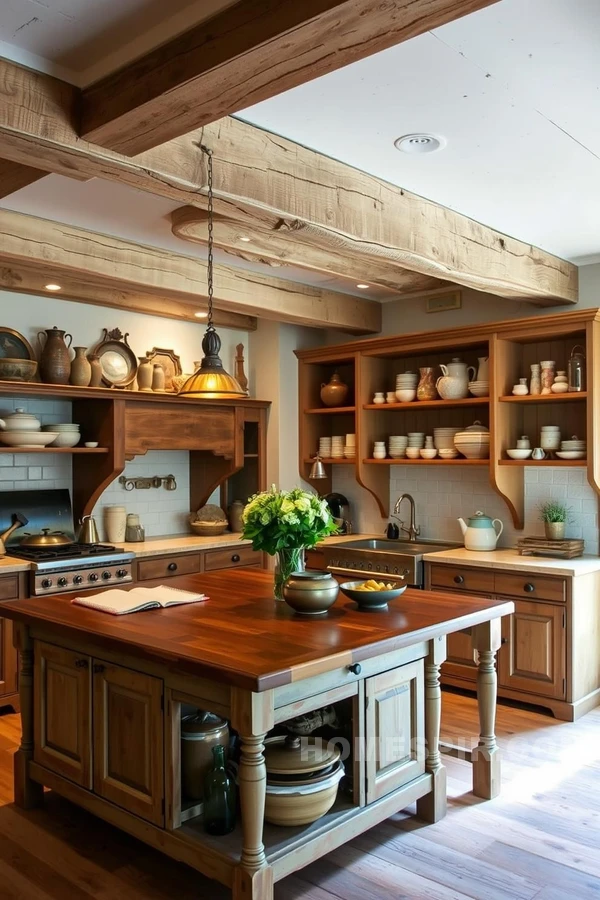 Victorian Kitchen with Exposed Wooden Beams