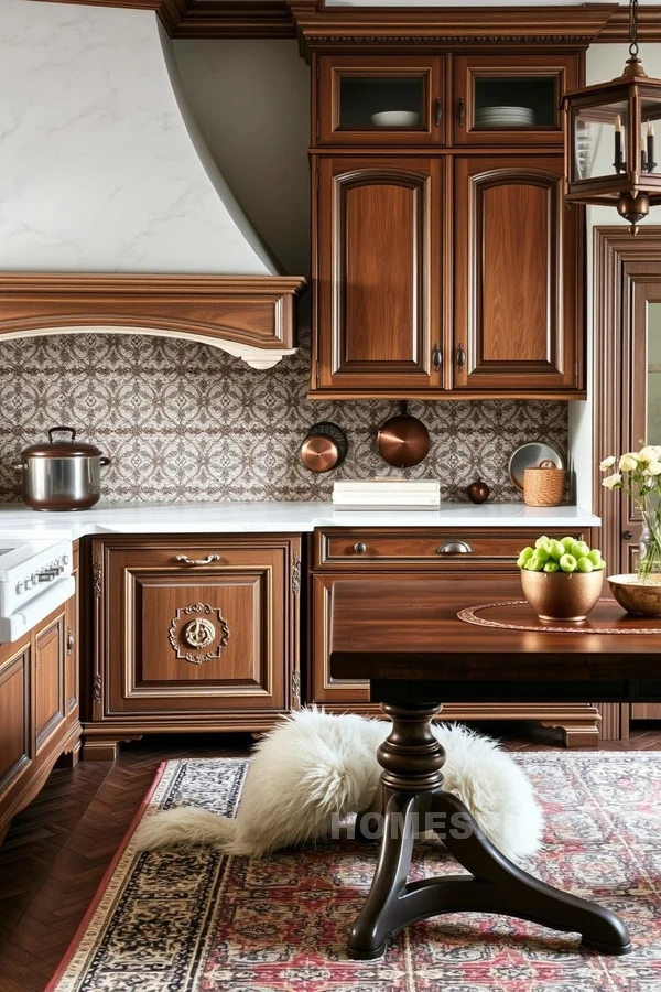 Victorian Kitchen with Intricate Tile Backsplash